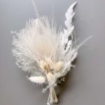 Small bouquet of dried flowers "gray" peacock feathers