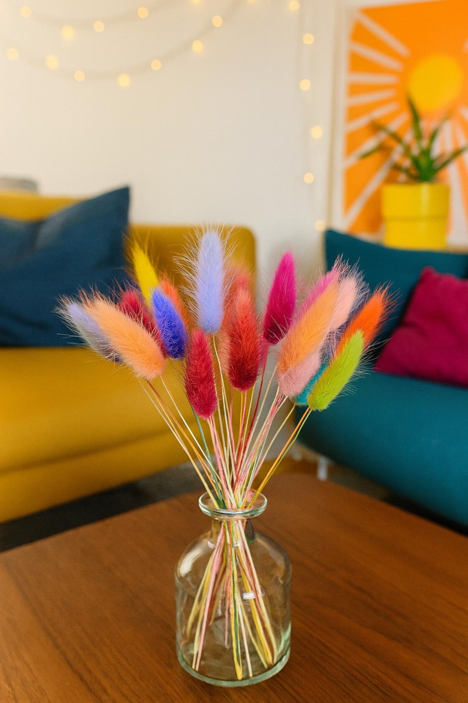 il_1588xN.7147581527_gmhp Regenbogen Lagurus Mix - Trockenblumen mit Vase – Bild 1