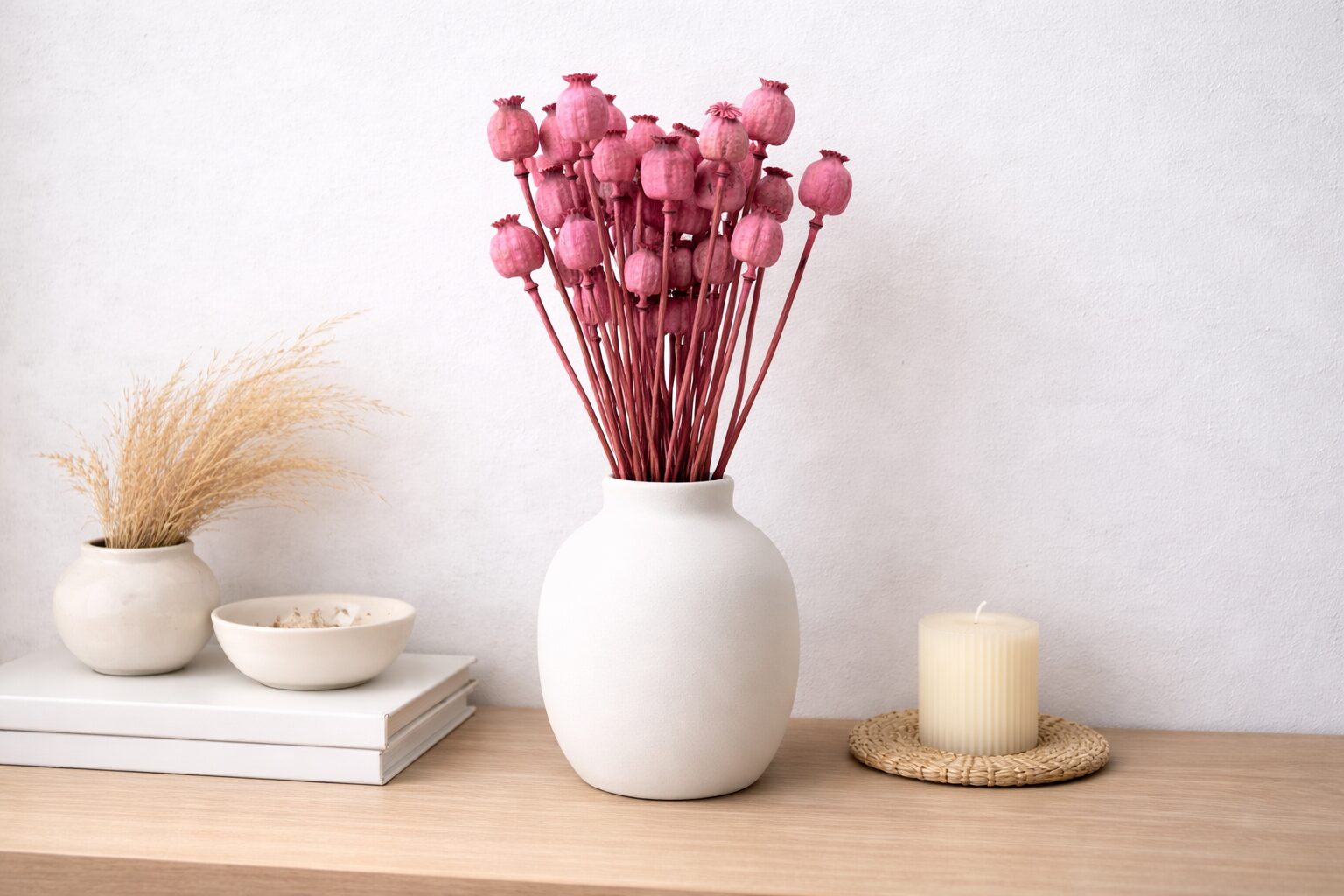 1ab762b9-9d52-408f-9057-09da99f634f9 Getrocknete Mohnkapseln, Pink - Naturdekoration - 10 Siele – Bild 1