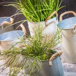 Zinc flower pot set, plant pot, grooved zinc pot with jute handles