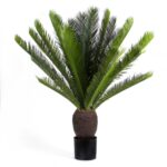 Kunstpflanze Palme-Cycas naturgetreu mit großen Wedeln, 100cm Höhe, grün
