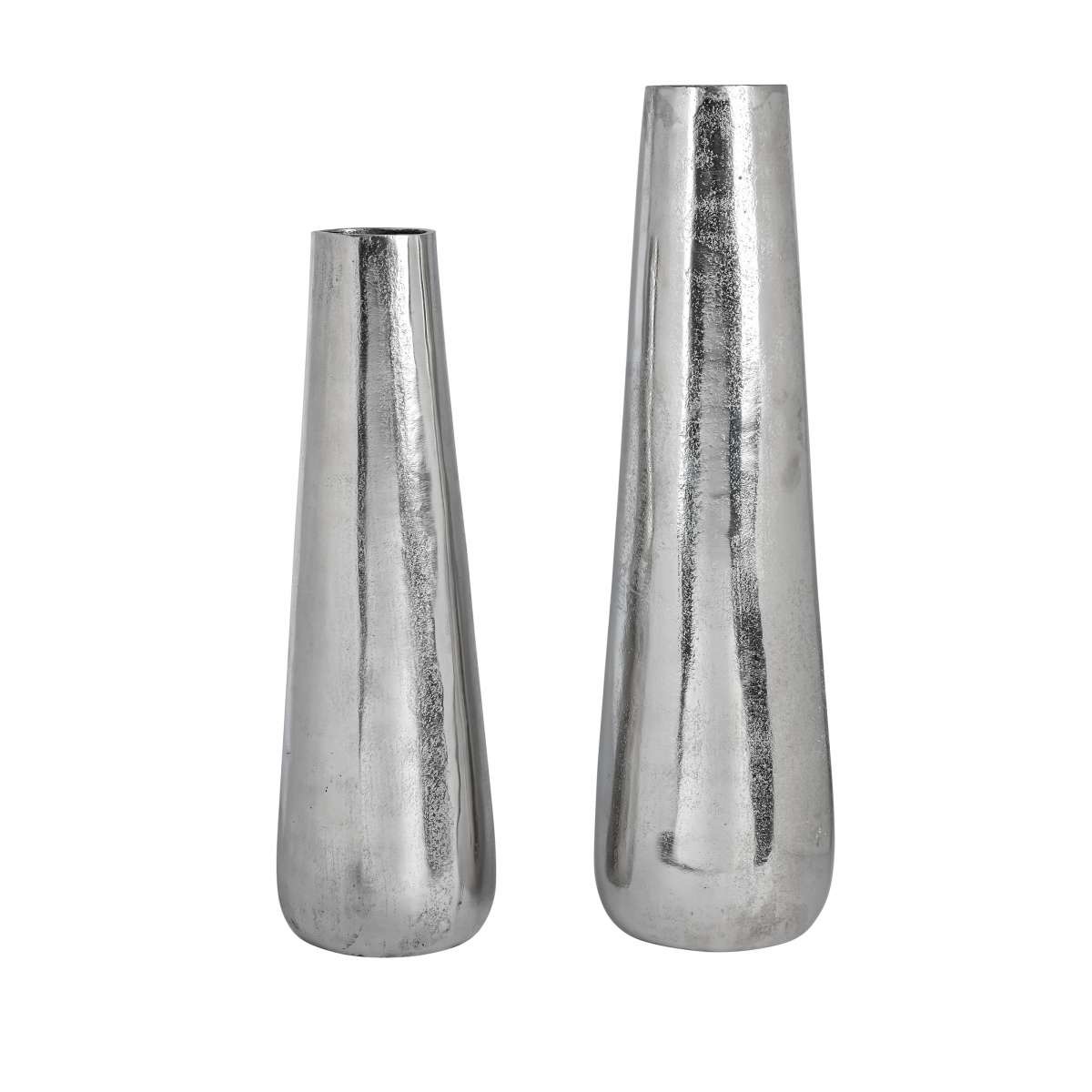img_3242-1.jpg Moderne Aluguss Bodenvase in Silber mit breiter Öffnung - konisch geformt in 2 Größen - stilvolle Dekoration für Ihr Zuhause – Bild 1