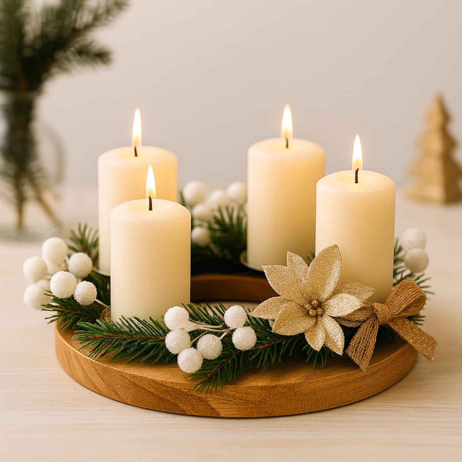 il_1588xN.7047212392_eb0x Wooden Advent wreath - Candle holder Advent - Table wreath - Christmas table decoration - Image 1