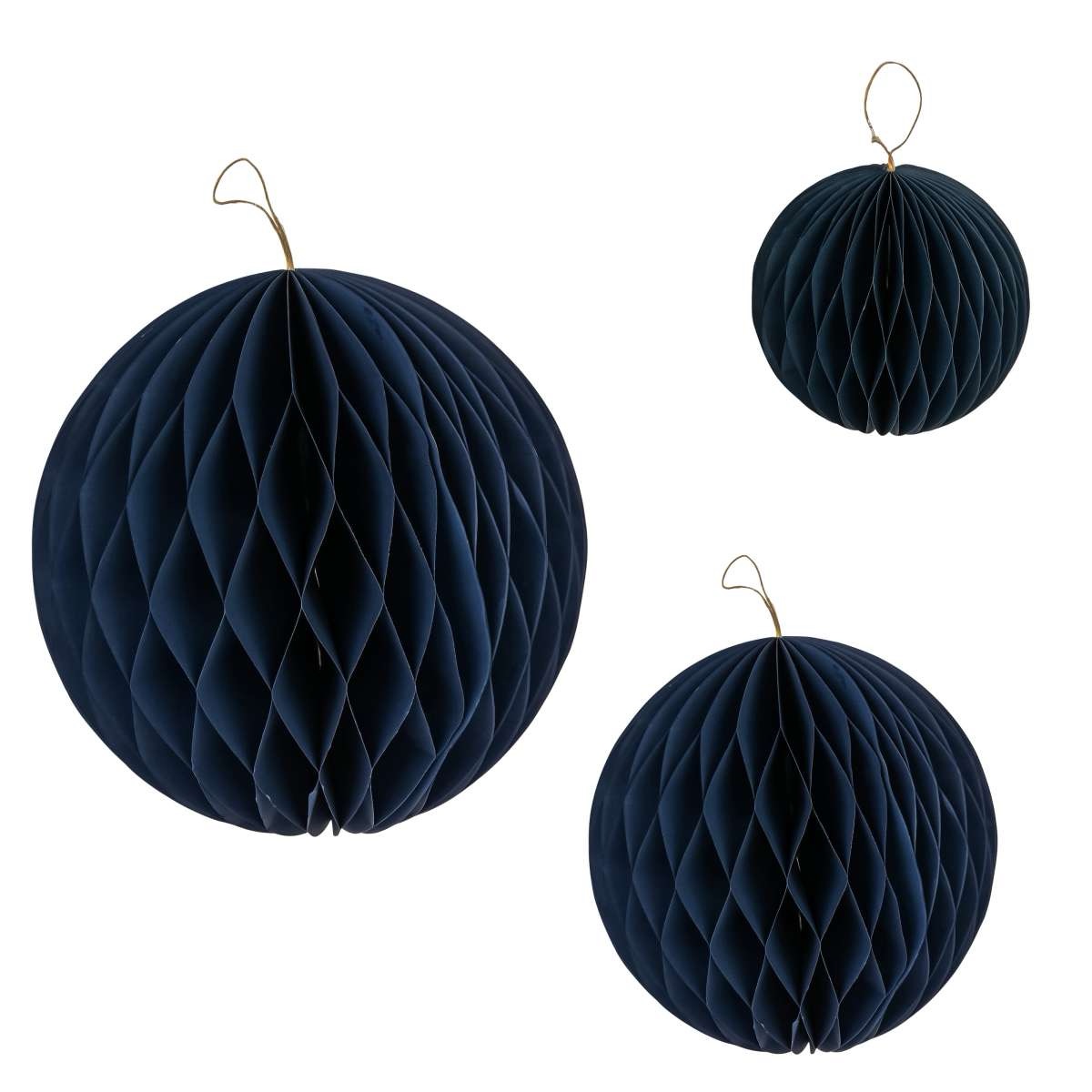 img_5006-1.jpg Paper Christmas bauble, blue - Foldable paper bauble - Christmas decoration - 3 sizes - Image 1