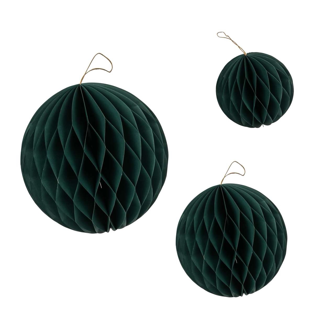 img_5008-1.jpg Paper Christmas bauble, green - Foldable paper bauble - Christmas decoration - 3 sizes - Image 1