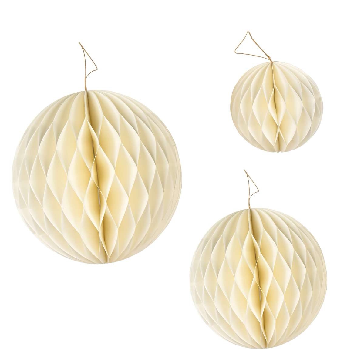 img_5010-1.jpg Paper Christmas bauble, white - Foldable paper bauble - Christmas decoration - 3 sizes - Image 1