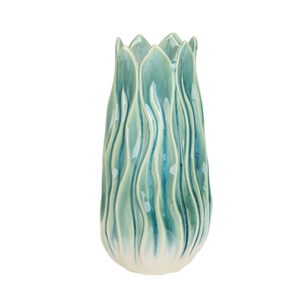img_7428-1.jpg Vase "Ocean" flower vase - turquoise-white - ceramic vase - maritime decoration - height 31 cm - Image 1