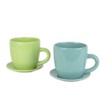 Plant cup with plate - flower pot cup - flower cup - shabby chic - 2 colors