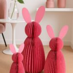XL Osterhase, Papierhase in Pink – Osterdeko zum Auffalten mit Magnet